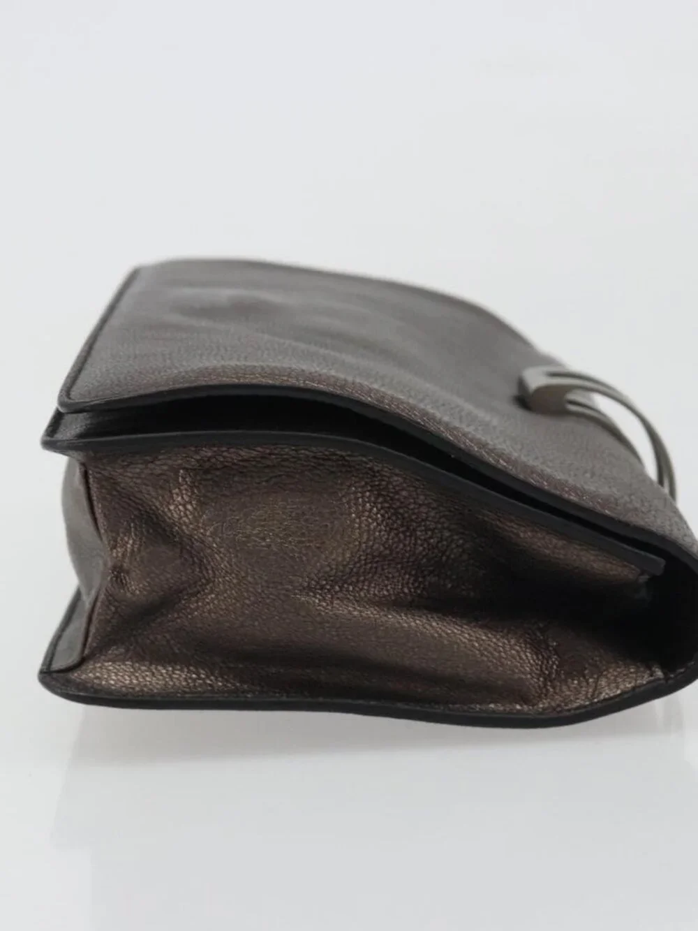 Salvatore Ferragamo Gancini Hand Bag Leather Gray Auth 188730A